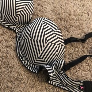 PINK Striped push up bra